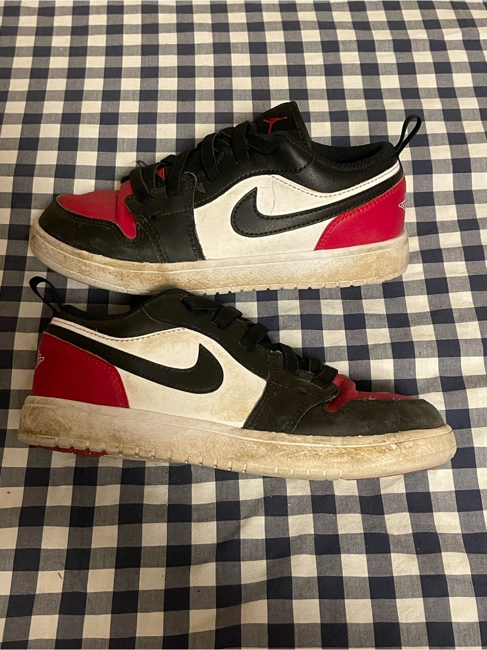 Nike Jordans Black White Red Low-Top Sneakers